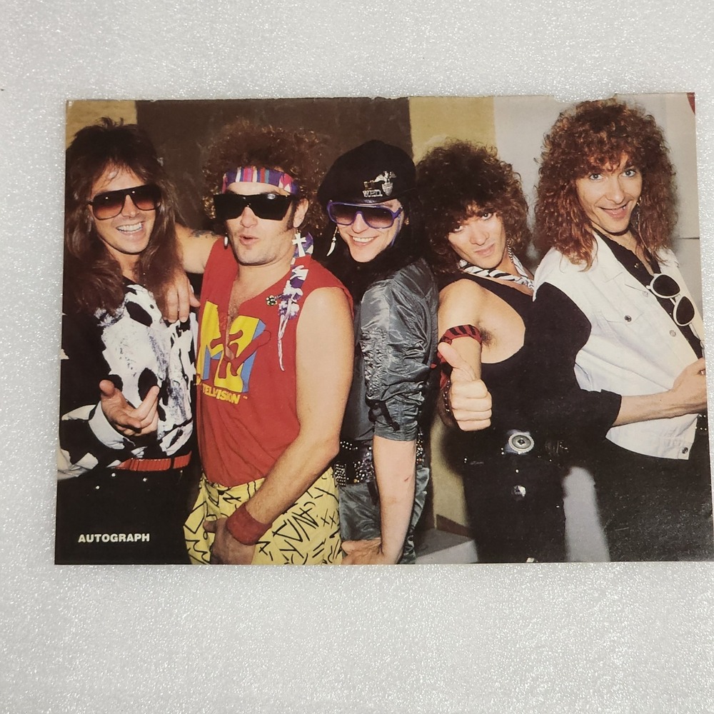 AUTOGRAPH Hair Metal Band Vintage Poster Clipping 8x10 1980s Glam Rock Art